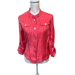 Ruby Rd. Tutti Frutti Voral Pink Shimmer Button Blouse Size‎ 16P